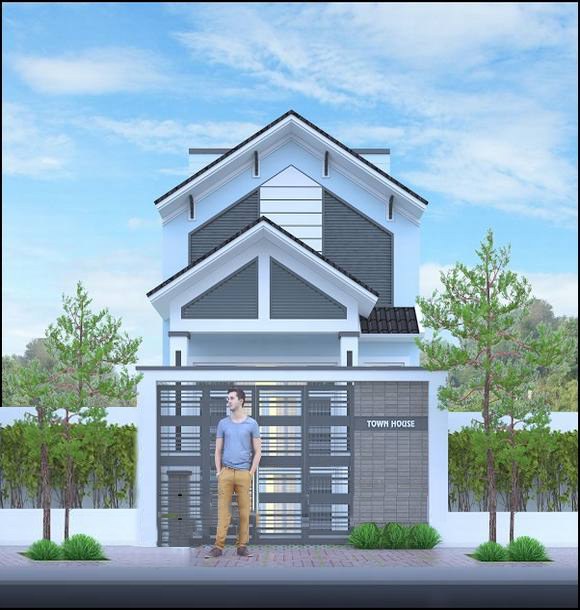 mẫu nhà cấp 4 gác lửng mặt tiền 5m