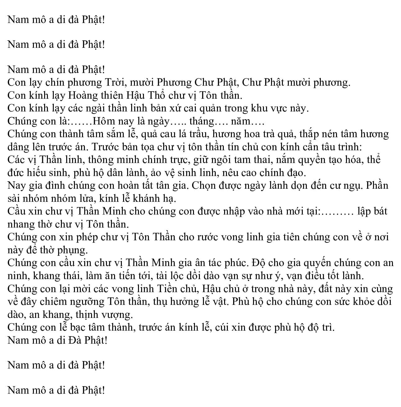 văn khấn nhập trạch bài cúng về nhà mới