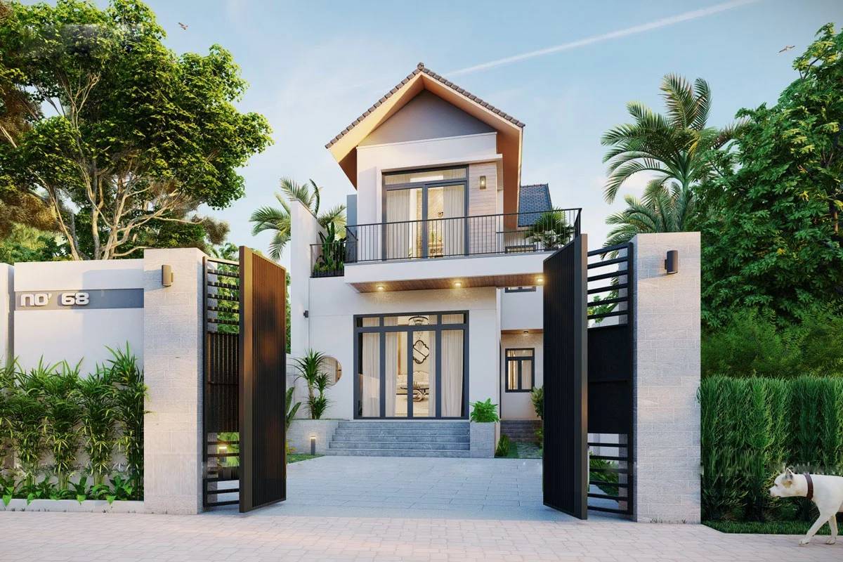 mẫu nhà 2 tầng 3 phòng ngủ 5x20m
